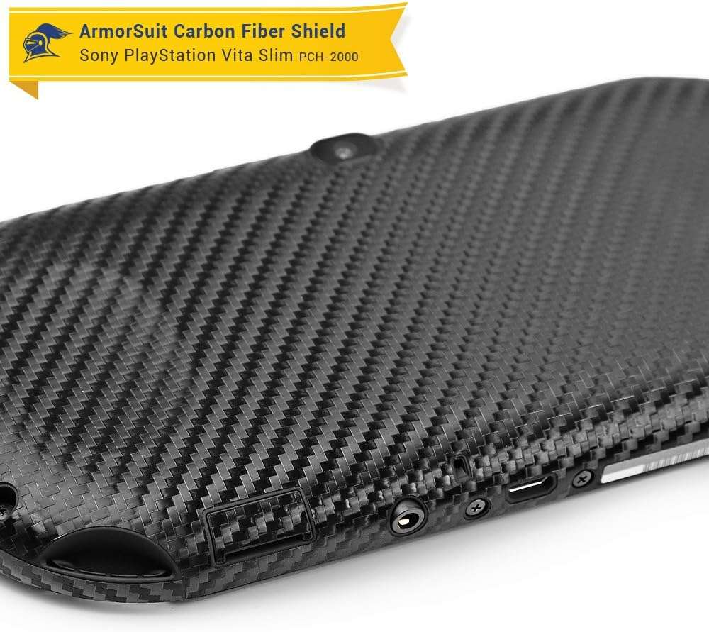 ArmorSuit MilitaryShield Black Carbon Fiber Skin Wrap Film + HD Clear Screen Protector for PlayStation Vita Slim (2014) - Anti-Bubble Film - Image 9