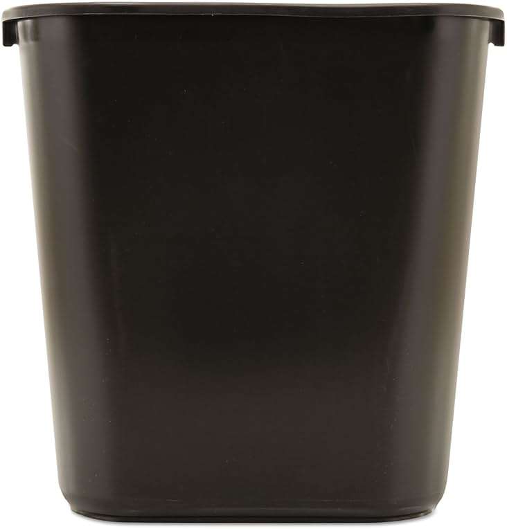 Rubbermaid Commercial Products Resin Wastebasket/Trash Can, 7-Gallon/28-Quart, Black, Plastic, for Bedroom/Bathroom/Office, Fits Under Desk/Sink/Cabinet - Image 1