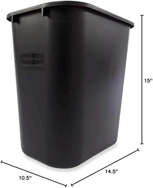 Rubbermaid Commercial Products Resin Wastebasket/Trash Can, 7-Gallon/28-Quart, Black, Plastic, for Bedroom/Bathroom/Office, Fits Under Desk/Sink/Cabinet - Image 3