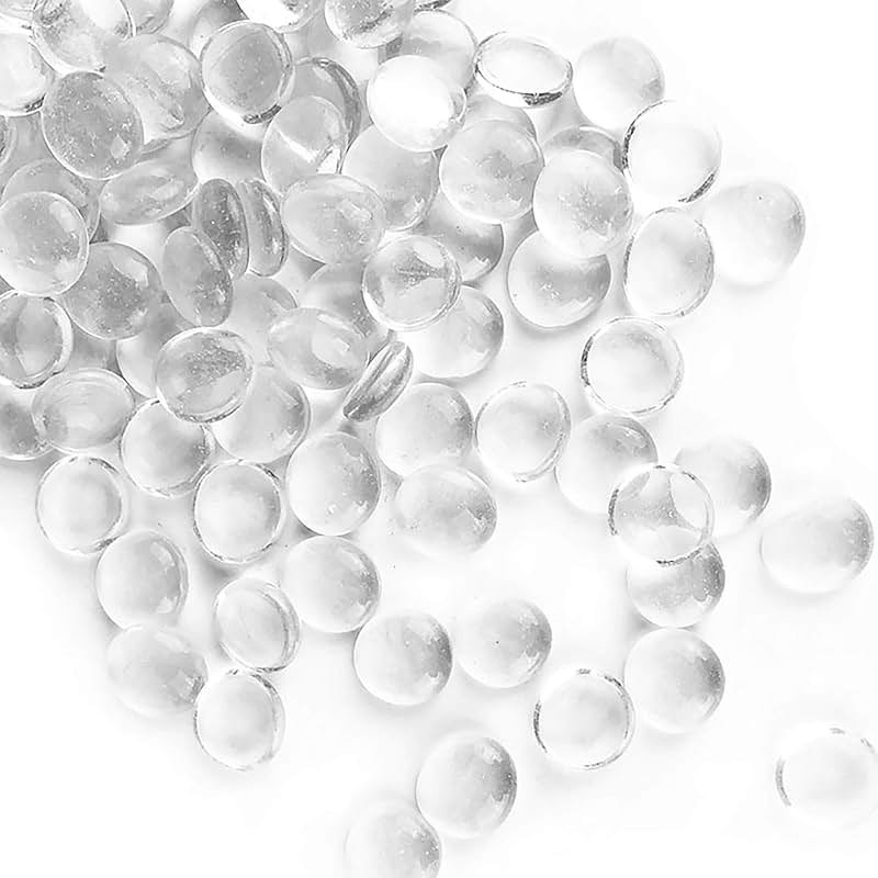CYS EXCEL 5 LBS Clear Glass Beads for Vases Flat Marble Gemstone Beads Vase Fillers Aquarium Decor Rocks Floral Centerpieces Stones Mosaic Pebbles - Product Image