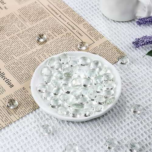CYS EXCEL 5 LBS Clear Glass Beads for Vases Flat Marble Gemstone Beads Vase Fillers Aquarium Decor Rocks Floral Centerpieces Stones Mosaic Pebbles - Image 2