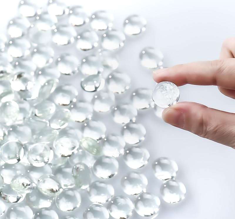 CYS EXCEL 5 LBS Clear Glass Beads for Vases Flat Marble Gemstone Beads Vase Fillers Aquarium Decor Rocks Floral Centerpieces Stones Mosaic Pebbles - Image 5