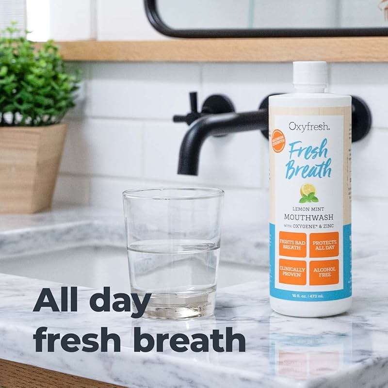 Oxyfresh Lemon Mint Fresh Breath Mouthwash – Bad Breath Treatment – SLS & Fluoride Free – Alcohol Free, Gentle Nonburning with Xylitol & Essential Oils – 16 Fl Oz - Image 5