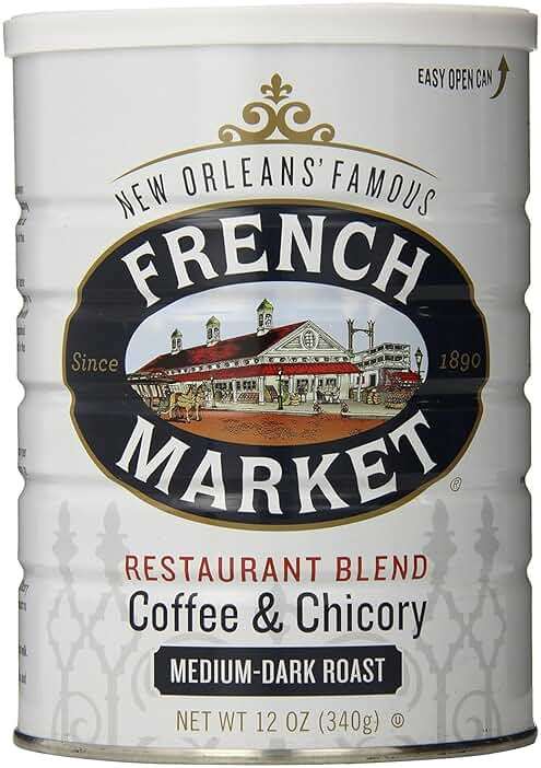 French Market Coffee & Chicory Restaurant Blend Medium-Dark Roast Ground Coffee, 12oz Can (Pack of 1) - Image 1