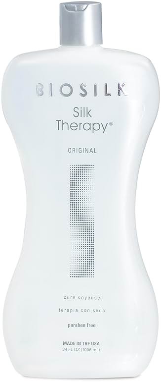 BioSilk Silk Therapy Original, Reconstructing Leave-In Hair Treatment, Adds Shine, Smooths & Prevents Split Ends, Sulfate-Free, Paraben-Free, Cruelty-Free, 34 Oz - Product Image