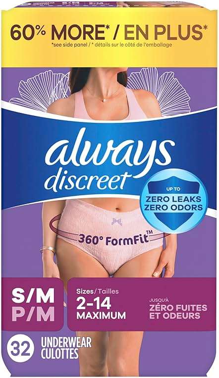 Always Discreet Adult Diapers for Women, Incontinence Underwear, Postpartum Essentials, Disposable Briefs, Max Absorbency, Bladder Leak Protection, Small/Medium, 32ct - Image 10