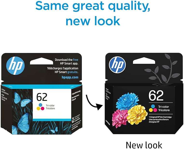 HP 62 Tri-Color Ink Cartridge | Works with Printer Series: Envy 5540, 5640, 5660, 7640, OfficeJet 5740, 8040, OfficeJet Mobile 200, 250 | Instant Ink Eligible| C2P06AN | Packaging May Vary - Image 2