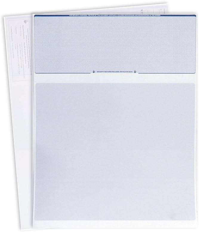 CheckOMatic Business Check Paper, Blank Computer Checks on Top, 100 Sheets | Diamond Blue, Compatible with QuickBooks, Laser/Inkjet Printers, Security Features, 24lb Paper, Business Payroll Checks - Image 4