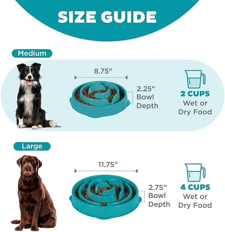 Outward Hound Fun Feeder Slo Bowl – Medium 2‑Cup Capacity, Slow Feeding, Small to Medium Dogs & Cats, Non-Slip, Turquoise, Drop Pattern - Image 5