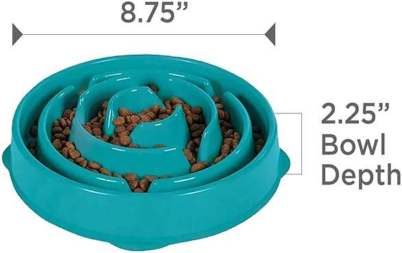 Outward Hound Fun Feeder Slo Bowl – Medium 2‑Cup Capacity, Slow Feeding, Small to Medium Dogs & Cats, Non-Slip, Turquoise, Drop Pattern - Image 7