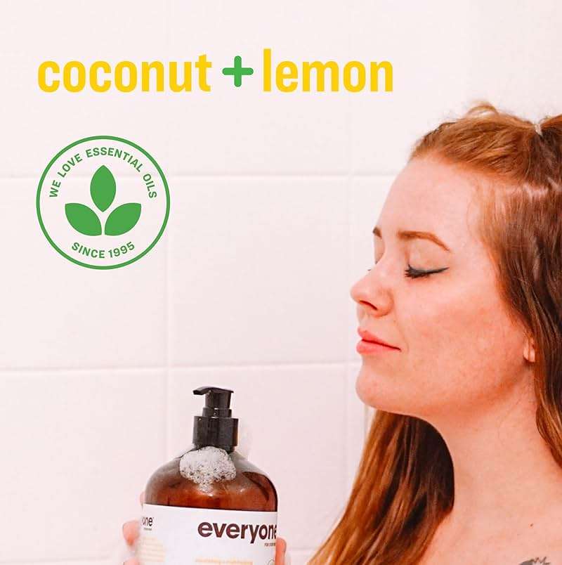 Everyone 3-in-1 Soap, Body Wash, Bubble Bath, Shampoo, 32 Ounce (Pack of 2), Coconut and Lemon, made with Essential Oils for Men and Women - Image 4