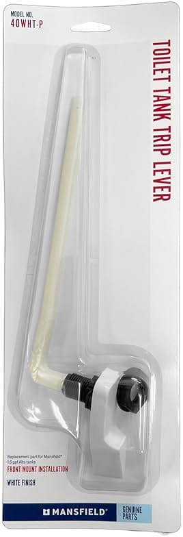 Mansfield 40 Left-Hand Front Mount Toilet Tank Lever - Compact 7-Inch ABS Arm - Fits Models 11, 21, 26, 160, 161, 165, 170, 171, 175, 180, 190 – White Plastic Handle - Product Image