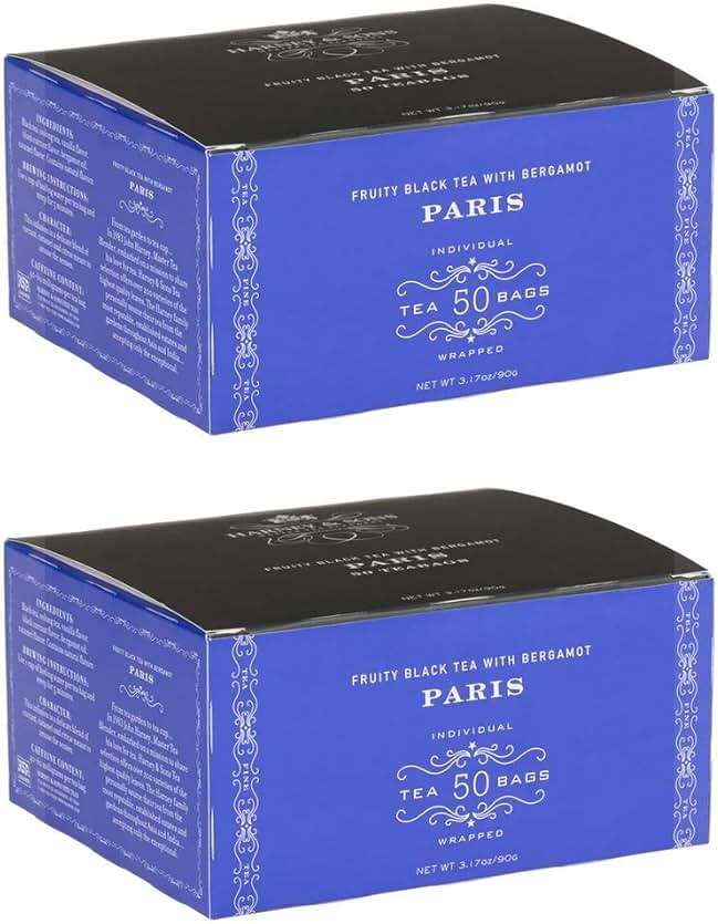 Harney & Sons Paris Tea Bags - Box of 50 Tea Bags (Pack of 2) Fruity Black Tea with Bergamot - Image 1