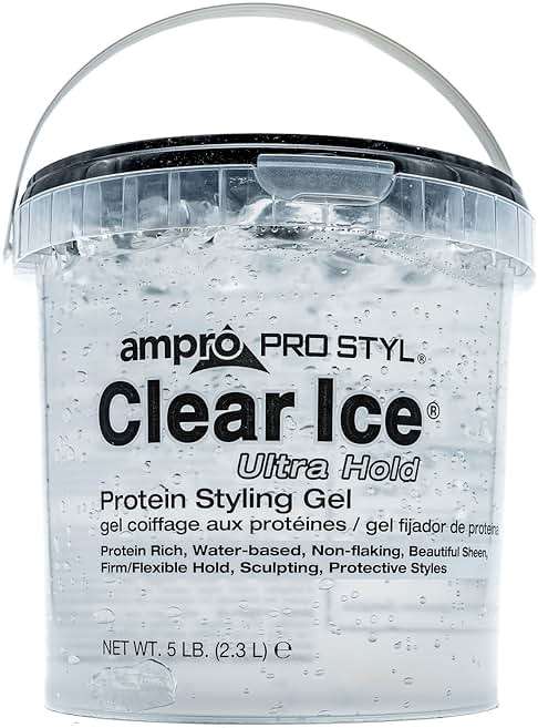 AmPro Pro Styl Clear Ice Styling Gel - Protects and Strengthens Your Strands - Non-Flaking, Alcohol Free, Vegan Formula - Flexible, Touchable Hold for All Hair Types - 80 oz - Image 1