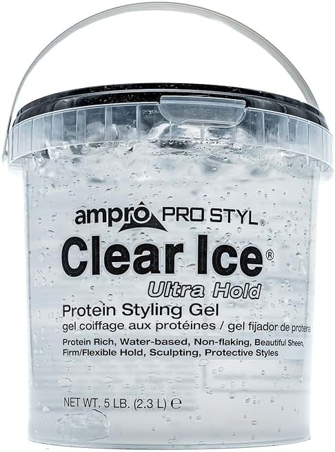 AmPro Pro Styl Clear Ice Styling Gel - Protects and Strengthens Your Strands - Non-Flaking, Alcohol Free, Vegan Formula - Flexible, Touchable Hold for All Hair Types - 80 oz - Product Image