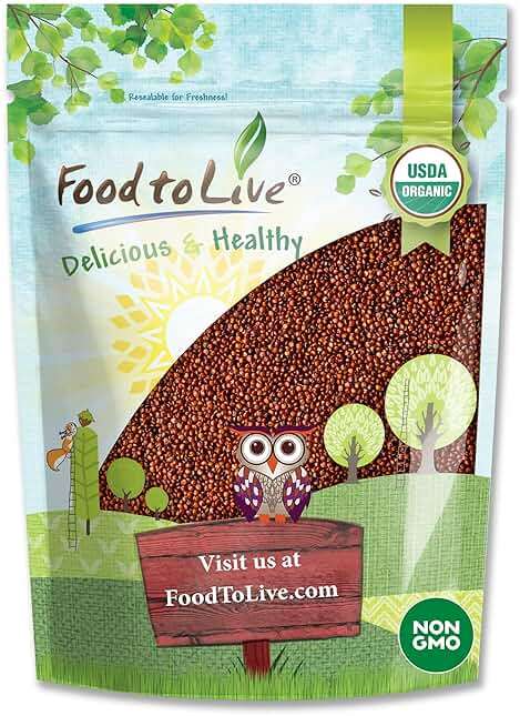 Food to Live Organic Red Quinoa, 1 Pound – Non-GMO, Whole Grain, Kosher, Vegan, Sirtfood, Bulk. Quick-Cooking Grain. Great Replacement for Rice and Pasta. - Image 1