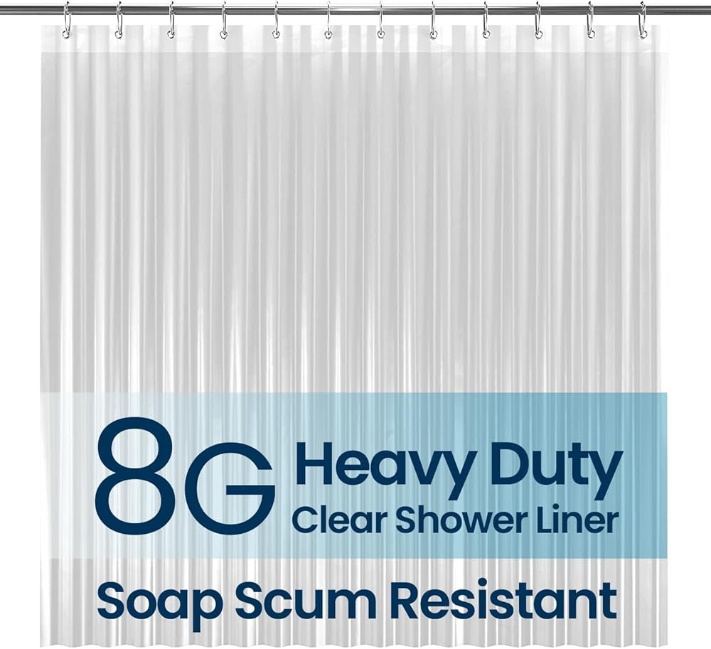 LiBa Bathroom Shower Curtain Waterproof Plastic Shower Curtain Premium PEVA Non-Toxic with Rust Proof Grommets Clear 8G Bathroom Accessories 72x72 - Product Image