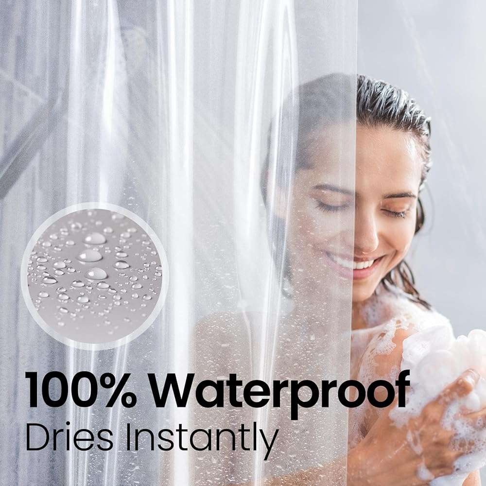 LiBa Bathroom Shower Curtain Waterproof Plastic Shower Curtain Premium PEVA Non-Toxic with Rust Proof Grommets Clear 8G Bathroom Accessories 72x72 - Image 5