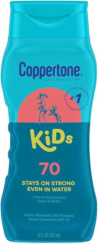 Coppertone Kids Sunscreen Lotion SPF 70, Water Resistant Sunscreen for Kids, 8 Fl Oz Bottle - Image 1