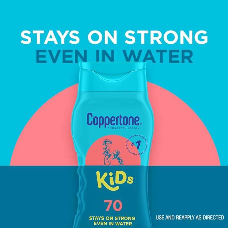 Coppertone Kids Sunscreen Lotion SPF 70, Water Resistant Sunscreen for Kids, 8 Fl Oz Bottle - Image 3
