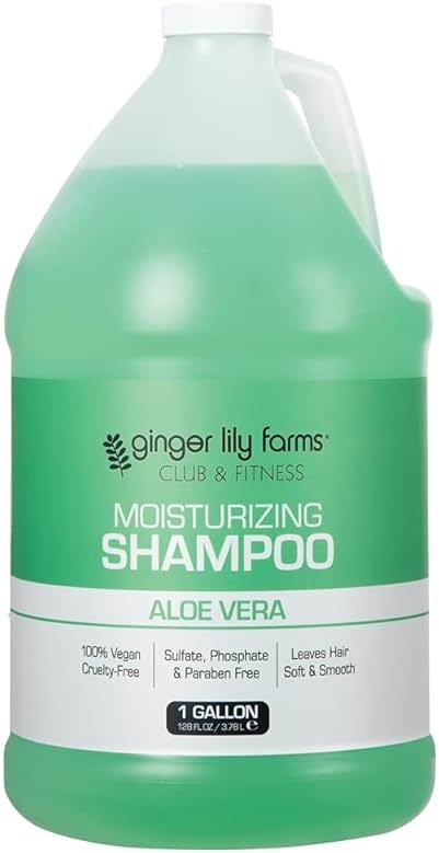 Ginger Lily Farms Club & Fitness Moisturizing Shampoo for All Hair Types, 100% Vegan & Cruelty-Free, Aloe Vera Scent, 1 Gallon (128 fl oz) Refill - Product Image