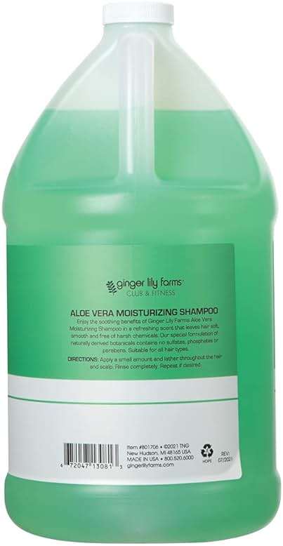 Ginger Lily Farms Club & Fitness Moisturizing Shampoo for All Hair Types, 100% Vegan & Cruelty-Free, Aloe Vera Scent, 1 Gallon (128 fl oz) Refill - Image 2