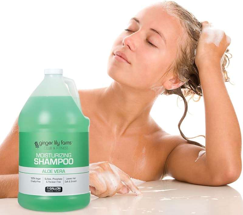 Ginger Lily Farms Club & Fitness Moisturizing Shampoo for All Hair Types, 100% Vegan & Cruelty-Free, Aloe Vera Scent, 1 Gallon (128 fl oz) Refill - Image 6