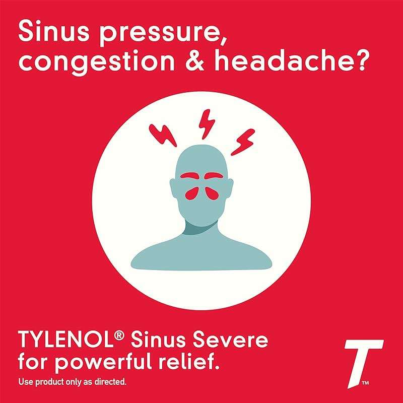 Tylenol Sinus Severe Daytime Caplets, Non-Drowsy, Pain Reliever, Pressure and Nasal Congestion Relief, Fever Reducer, Expectorant, Acetaminophen, Guaifenesin, Phenylephrine HCL, 24 Count - Image 3