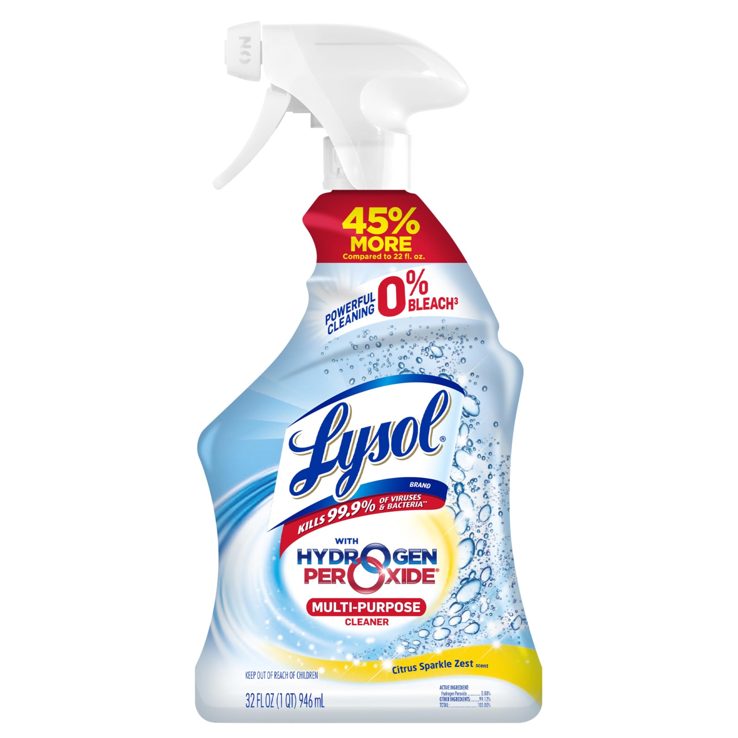 Lysol Cleaner Hydrogen Peroxide Multi-Purpose Cleaner Spray, Citrus, 32 Fluid Ounce - Product Image