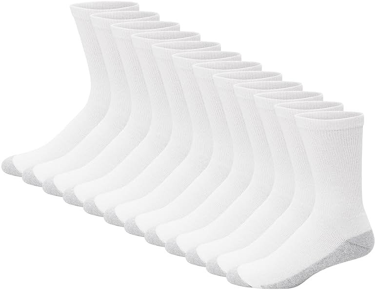 Hanes Men's Double Tough Socks, Crew and Ankle Moisturing Wicking Socks, Black & White, Multi-Packs - Product Image