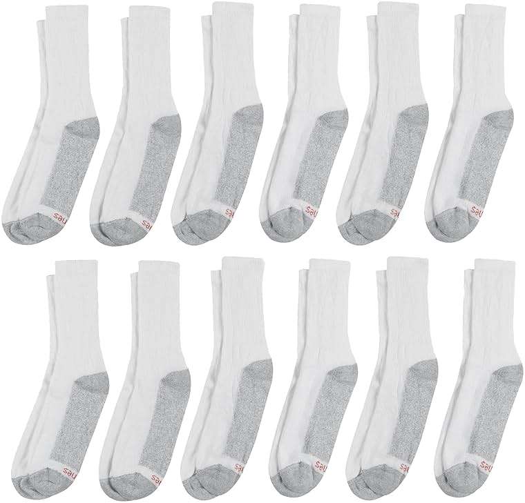 Hanes Men's Double Tough Socks, Crew and Ankle Moisturing Wicking Socks, Black & White, Multi-Packs - Image 6