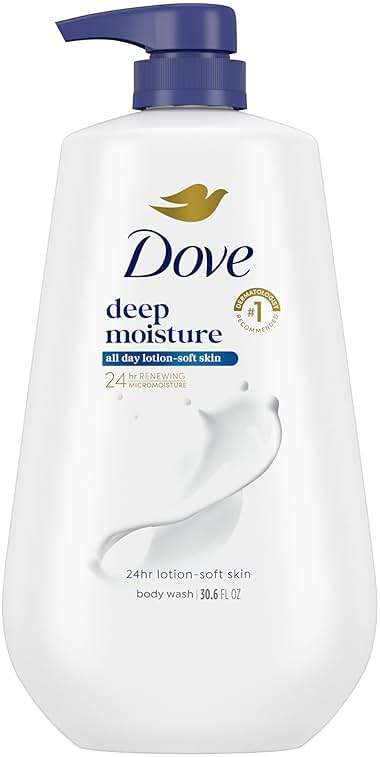 Dove Body Wash Deep Moisture for 24hr Lotion-Soft Skin Moisture Moisturizing Skin Cleanser with No Sulfates No Parabens 30.6 oz - Image 1