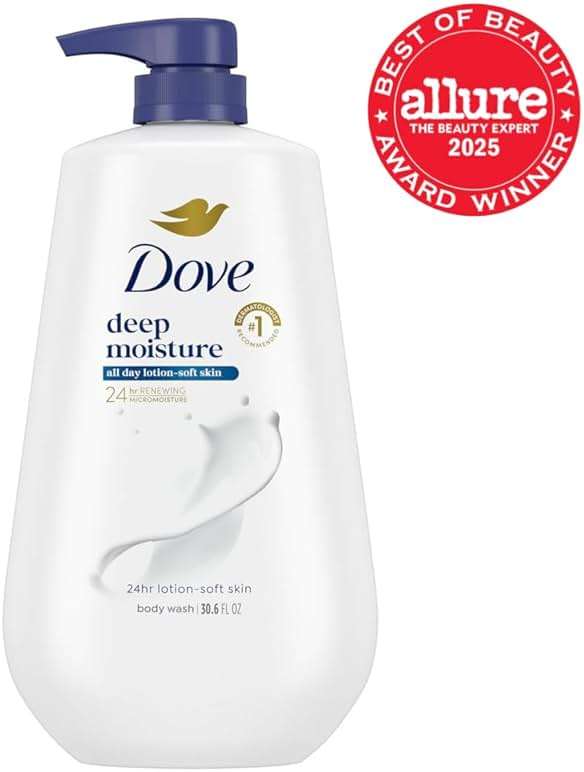 Dove Body Wash Deep Moisture for 24hr Lotion-Soft Skin Moisture Moisturizing Skin Cleanser with No Sulfates No Parabens 30.6 oz - Image 2