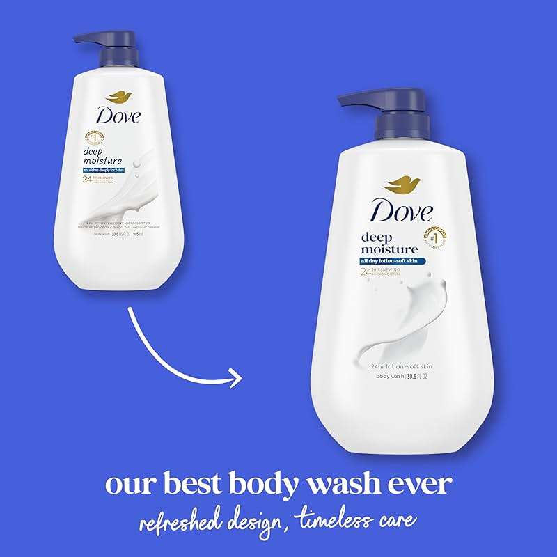 Dove Body Wash Deep Moisture for 24hr Lotion-Soft Skin Moisture Moisturizing Skin Cleanser with No Sulfates No Parabens 30.6 oz - Image 4