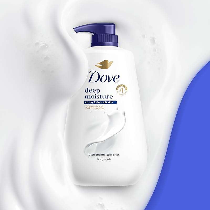 Dove Body Wash Deep Moisture for 24hr Lotion-Soft Skin Moisture Moisturizing Skin Cleanser with No Sulfates No Parabens 30.6 oz - Image 5