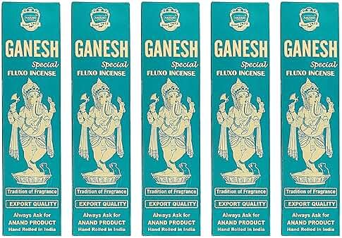 Ganesh Special Fluxo Incense - 5 Packs, 25 Grams per Pack - Product Image