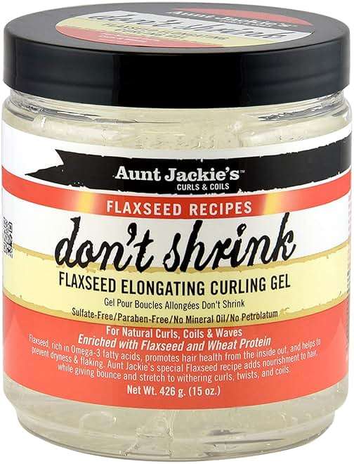 Aunt Jackie's Flaxseed Recipes Don't Shrink Elongating Hair Curling Gel for Natural Curls, Coils and Waves, Helps Prevent Dryness and Flaking, 15 oz - Image 1