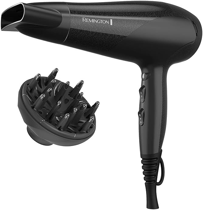 Remington Damage Protection Hair Dryer with Ceramic Ionic Tourmaline Technology, Black, Diffuser and Concentrator, 3 Piece Set - Product Image