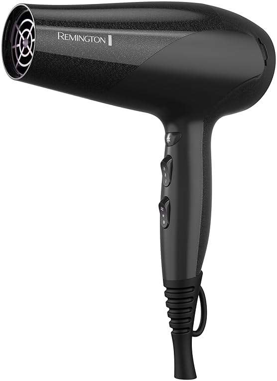 Remington Damage Protection Hair Dryer with Ceramic Ionic Tourmaline Technology, Black, Diffuser and Concentrator, 3 Piece Set - Image 2