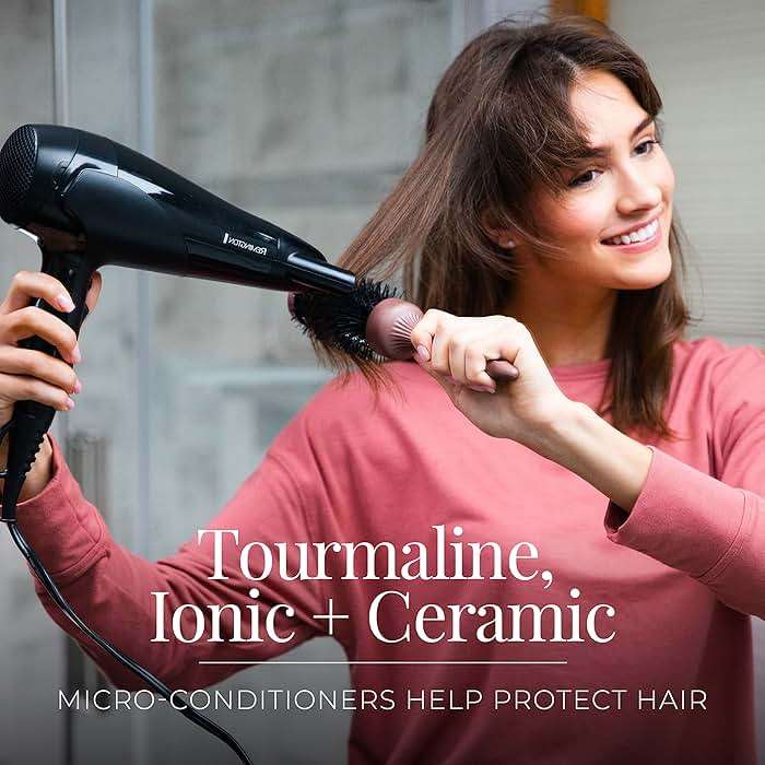 Remington Damage Protection Hair Dryer with Ceramic Ionic Tourmaline Technology, Black, Diffuser and Concentrator, 3 Piece Set - Image 6
