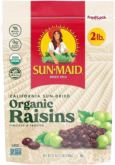 Sun-Maid Organic California Sun-Dried Raisins - 32 oz Resealable Bag - Organic Dried Fruit Snack for Lunches, Snacks, and Natural Sweeteners - Product Image