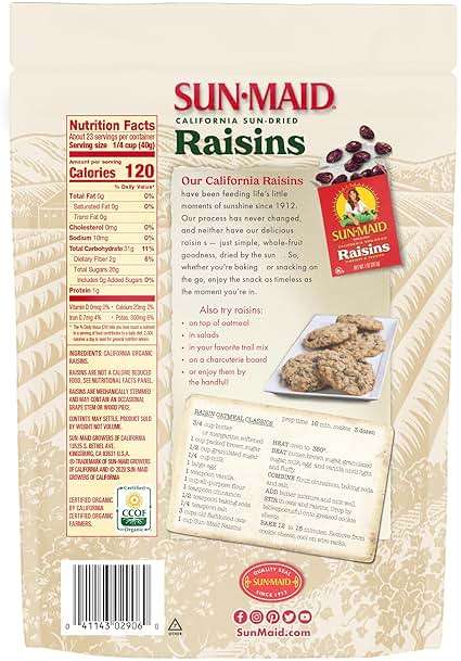 Sun-Maid Organic California Sun-Dried Raisins - 32 oz Resealable Bag - Organic Dried Fruit Snack for Lunches, Snacks, and Natural Sweeteners - Image 4
