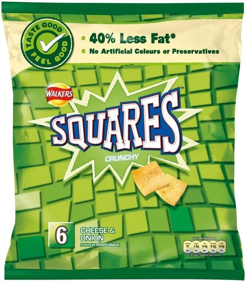 Walkers Squares - Cheese & Onion (6x25g) - Image 1