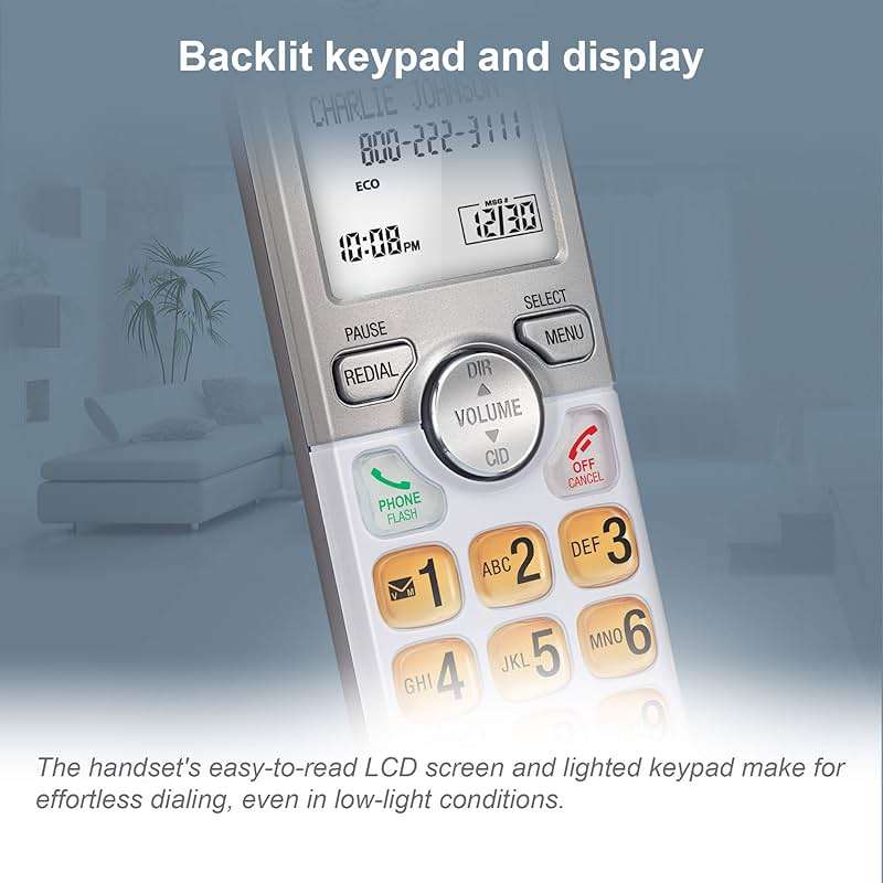 AT&T EL51203 DECT 6.0 2-Handset Cordless Phone with Full-Duplex Speakerphone, Backlit Display & Lighted Keypad, Caller ID/Call Waiting, Intercom, ECO Mode - Image 4