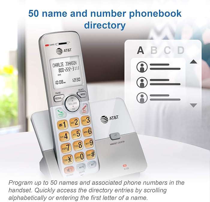 AT&T EL51203 DECT 6.0 2-Handset Cordless Phone with Full-Duplex Speakerphone, Backlit Display & Lighted Keypad, Caller ID/Call Waiting, Intercom, ECO Mode - Image 6
