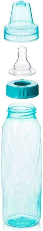 Evenflo Feeding Classic Tinted Plastic Standard Neck Bottles for Baby, Infant and Newborn - Teal/Green/Blue, 8 Ounce (Pack of 12) - Image 5