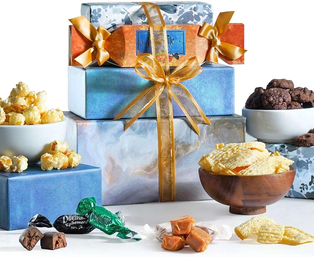 Broadway BasketeersGift Basket with Gourmet Cookies, Popcorn & Candy Assortment for Fathers Day, Mom, Birthday, Thank You, Sympathy, Kosher - Image 1