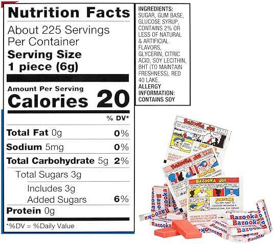 Bazooka Bubble Gum Bulk, 225 Count Tub of Chewing Gum Individually Wrapped, Old Fashioned 90's Candy for Baseball, Party Favors, Goodie Bags - Image 6