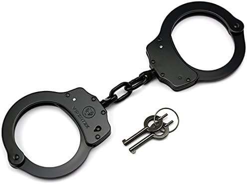 VIPERTEK Double Lock Steel Police Edition Professional Grade Handcuffs (Black) - Image 1