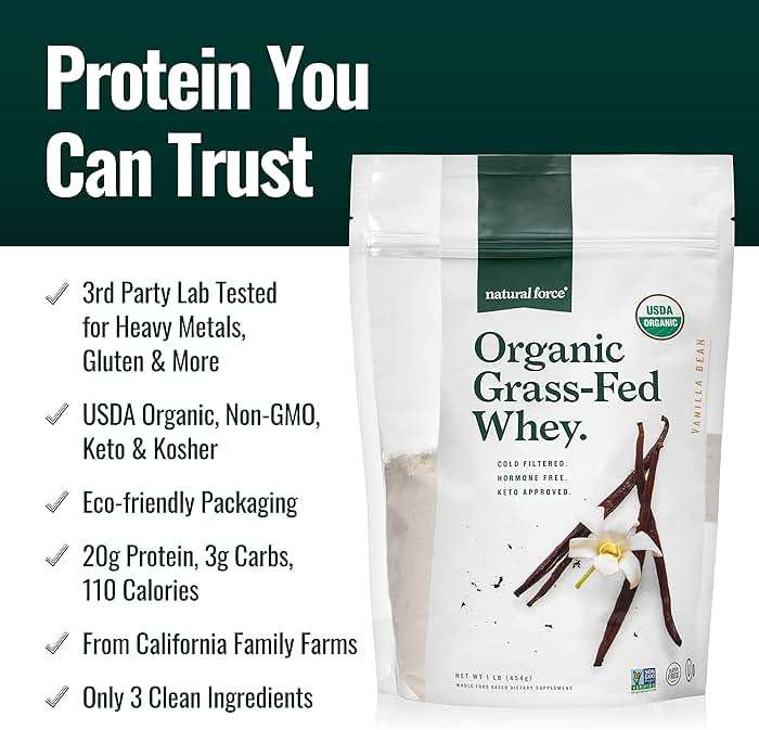 Natural Force Grass Fed Organic Whey Protein Powder – Non GMO Verified, Humane Certified & Lab Tested for Toxins – Real Vanilla Flavor – Keto Friendly, Low Carb, and Kosher - 16 Ounce A2 Protein - Image 3